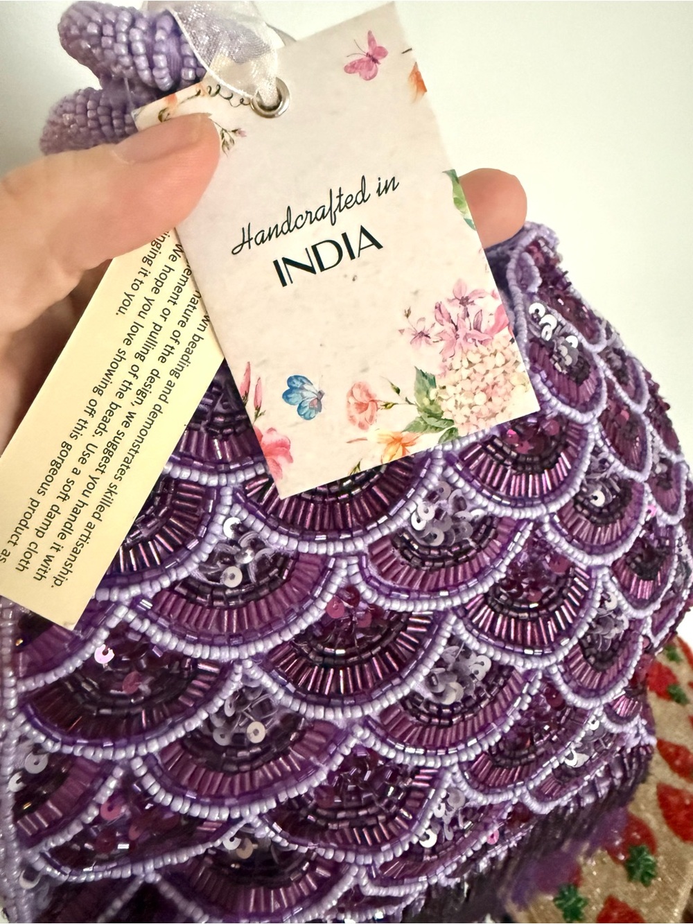 NWT T.J.Maxx Purple Beaded MERMAID Scallop Fringe Shoulder Bag - Picture 2 of 2